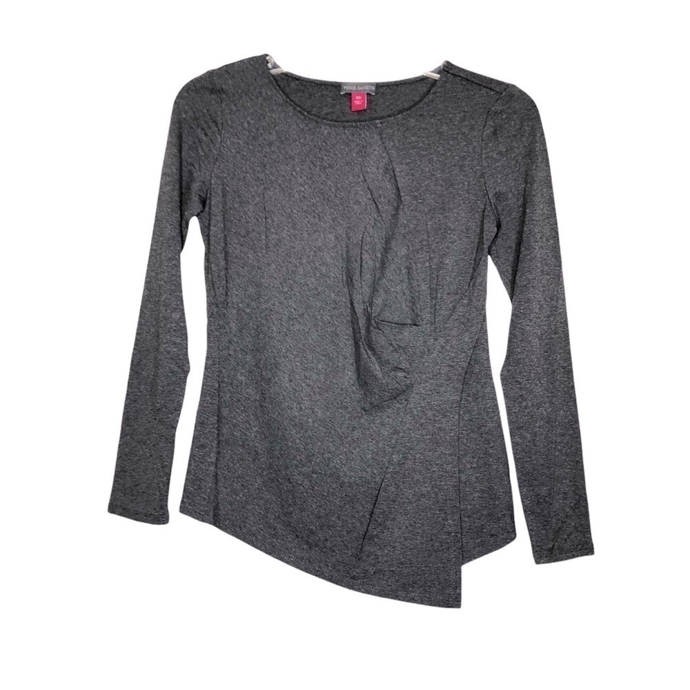 NEW - Vince Camuto Gray Long Sleeve Round Neck Asymmetrical Knit Top - Size XXS